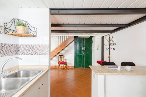 a kitchen with a sink and a counter top at Trevi Fountain Loft Apartments in Rome