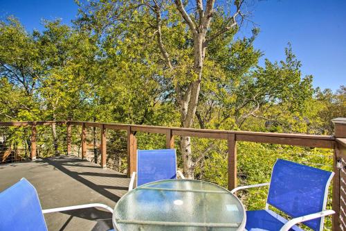 a glass table and chairs on a deck at Denison Home with Balcony Walk to Downtown! in Denison