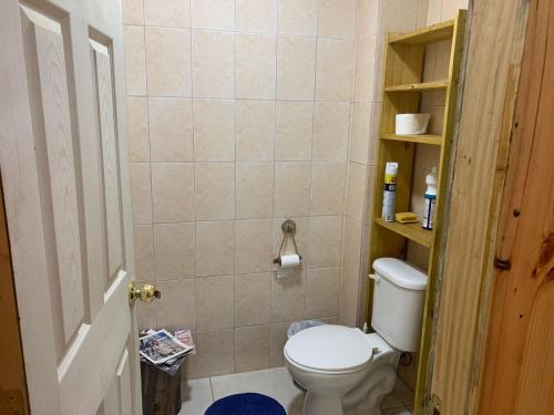 een kleine badkamer met een toilet in een kamer bij Cabañas La Chasconita in Constitución