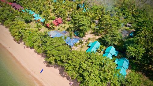 an aerial view of a resort with a beach and trees at Libong Beach Resort in Ko Libong