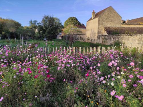 a field of flowers in front of a house at Le 14 Faubourg in Beaune