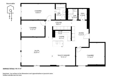 a floor plan of a house at Sublime contemporary apartment in the city centre in La Chaux-de-Fonds