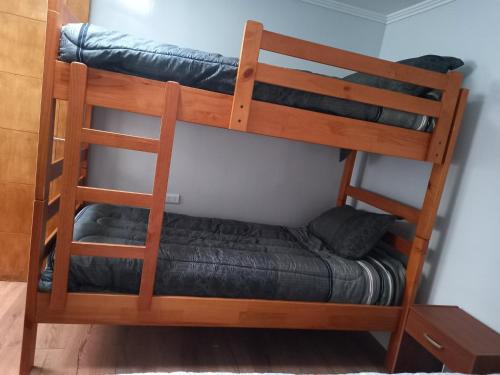 a couple of bunk beds in a room at Cabañas y Departamentos Las Palmas, Temuco Depto 2 in Temuco