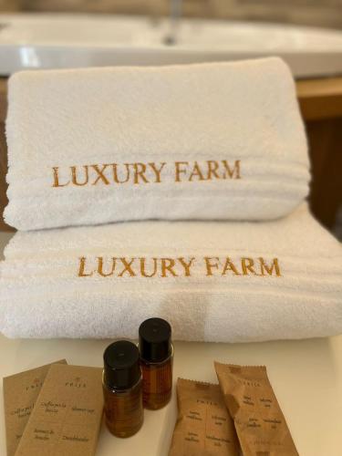 a couple of towels and someentedentedentedentedented at Agri-Resort Luxury Farm in Marigliano