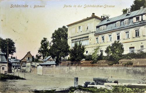 an old black and white photo of a building at Penzion Lípa in Krásná Lípa