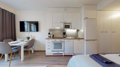 Kuchyň nebo kuchyňský kout v ubytování Bellarova Apartments V