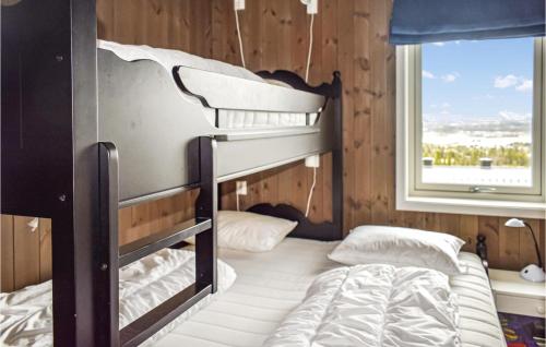 Golsfjellet的住宿－Gorgeous Apartment In Gol With Wifi，带窗户的客房内的两张双层床