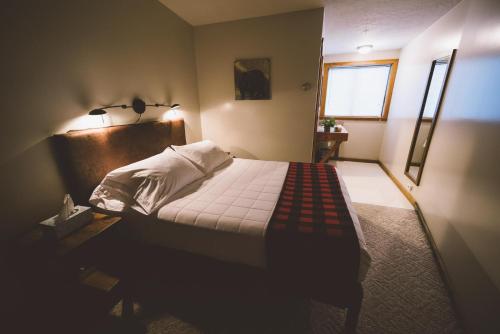 Teton Teepee Lodge في Alta: غرفة نوم مع سرير في غرفة مع نافذة