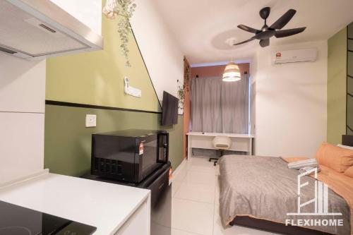 KLIA, KLIA2, Horizon Suites Sepang, Designed Studio, by Flexihome-MYにあるベッド