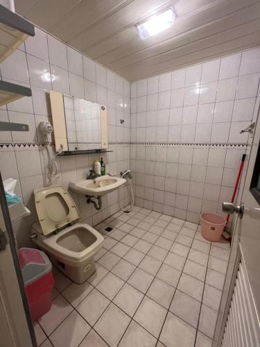 een badkamer met een toilet en een wastafel bij Ri Jing Yuan Homestay in Liugui