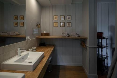 a bathroom with a sink and a mirror at Au Chantecler 