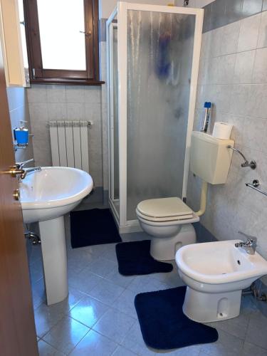 a bathroom with a sink and a toilet and a shower at Aria Fresca in Sovere
