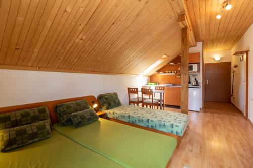 a living room with a couch and a kitchen at Family Apartments in Donovaly