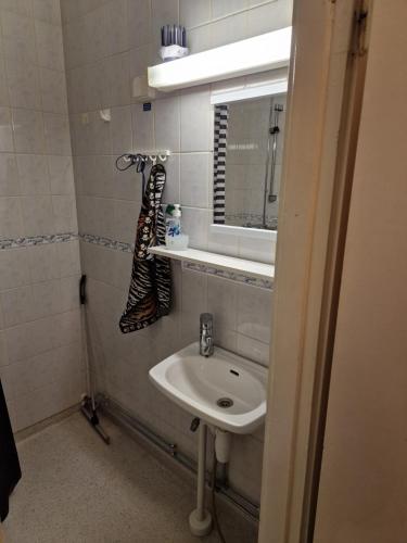 un baño con lavabo y espejo en Anchor´s Nest, en Rovaniemi