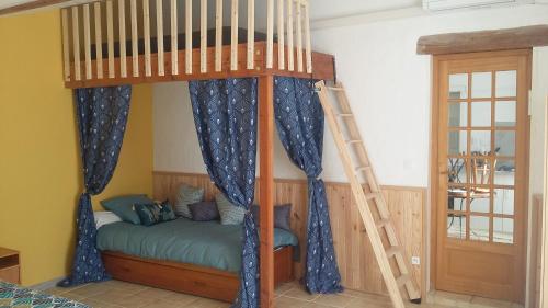 a bunk bed with a ladder in a room at Pis-en-lits in Vire-sur-Lot