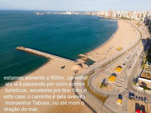 an aerial view of a beach and the ocean at Sol de Iracema centro in Fortaleza