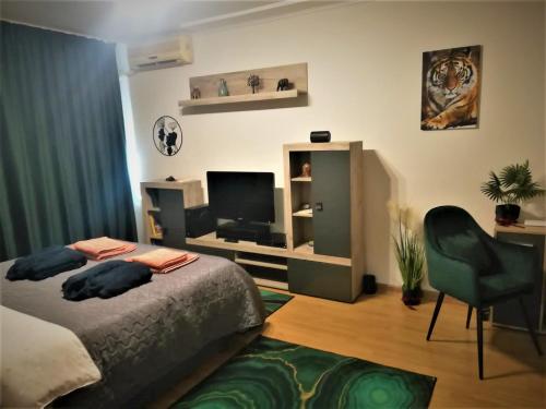 Кровать или кровати в номере Ummagumma Studio Apartment