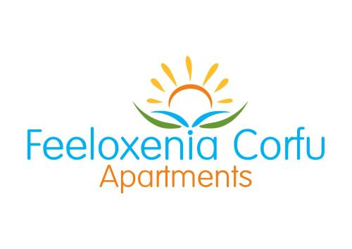 ein Logo für ein Resort-Vermietungszentrum für Apartments in der Unterkunft Feeloxenia Corfu Apartments in Acharavi