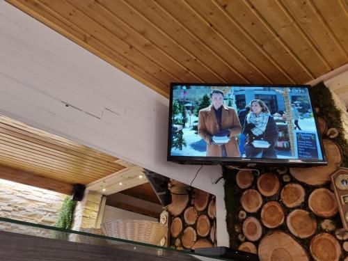 Télévision ou salle de divertissement dans l'établissement Studio 4 couchages dans un chalet tout confort