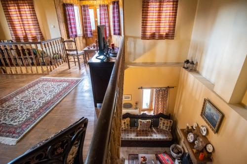 an overhead view of a living room with a couch at villa Melissa in Kostitsi