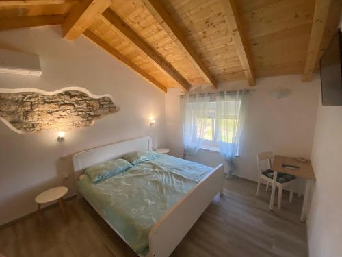 a bedroom with a bed and a desk in a room at House Carla Belavici in Hreljići