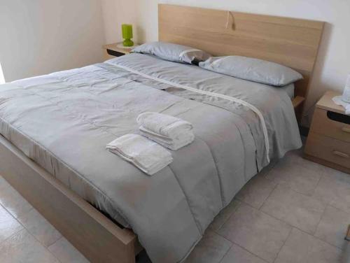 a bedroom with a bed with two towels on it at Casa Valentina in Colombara