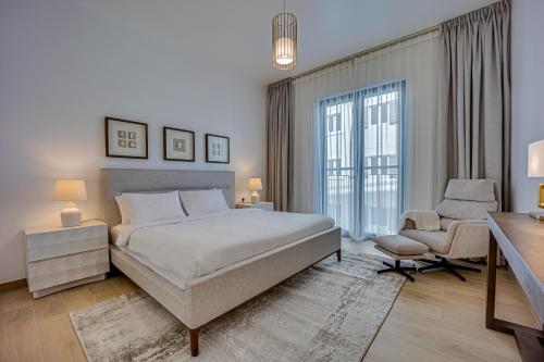 Postel nebo postele na pokoji v ubytování Brand new high end apartment in Port de La Mer