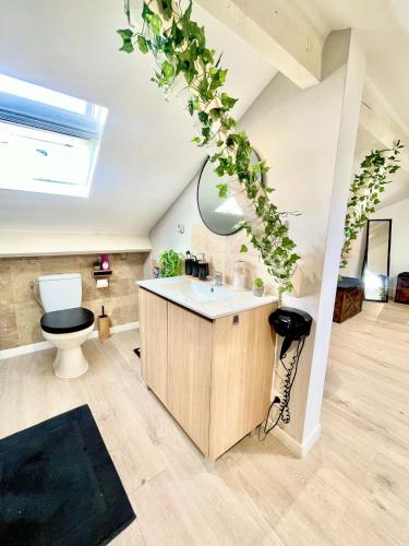 a bathroom with a sink and a toilet in a room at Defoy Getaway - Antibes in Antibes