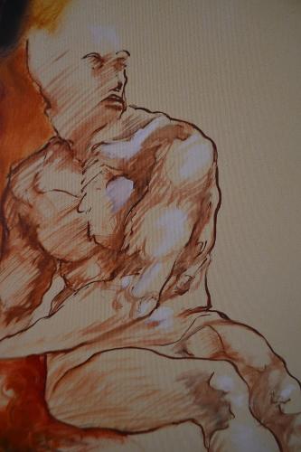 a drawing of a man with his back turned at Royal Appartements Sölden in Sölden
