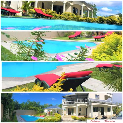 two pictures of a house and a swimming pool at Serenity Villa in Balaclava