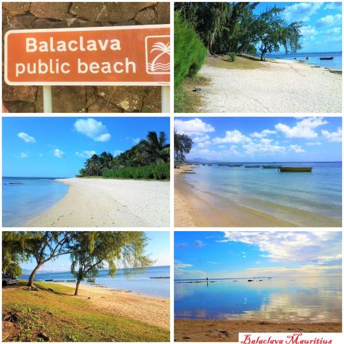 a series of four pictures of a beach at Serenity Villa in Balaclava