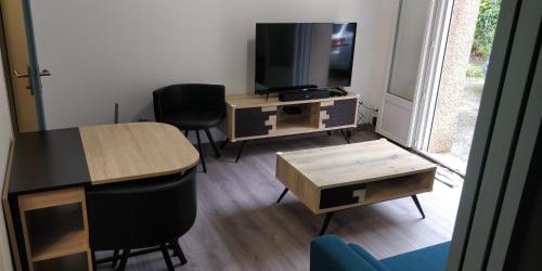 Televízia a/alebo spoločenská miestnosť v ubytovaní Appartement des cordeliers avec parking