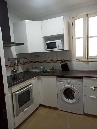 カディスにあるDuplex Cadiz Centroのキッチン(洗濯機、電子レンジ付)