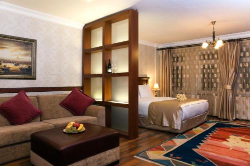 a hotel room with a bed and a couch at Sultanahmet Suites in Istanbul