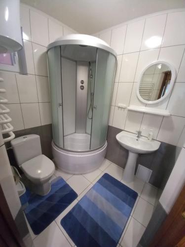 ラーゼシュチュナにあるSadiba Oprishokのバスルーム(トイレ、洗面台、鏡付)