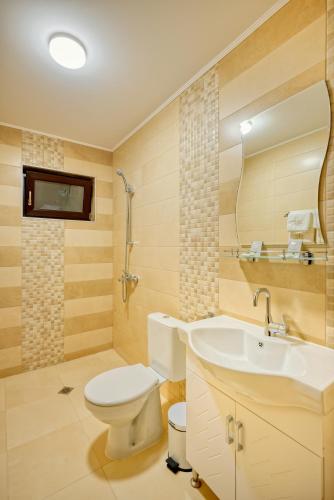a bathroom with a toilet and a sink at Комплекс Колонада in Hisarya