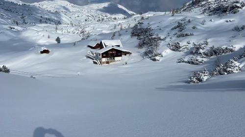 冬のGjaid-Alm 1738m am Dachstein-Krippensteinの様子