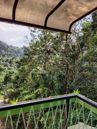a balcony with a view of the forest at Raymond's Holiday Homes in Vythiri