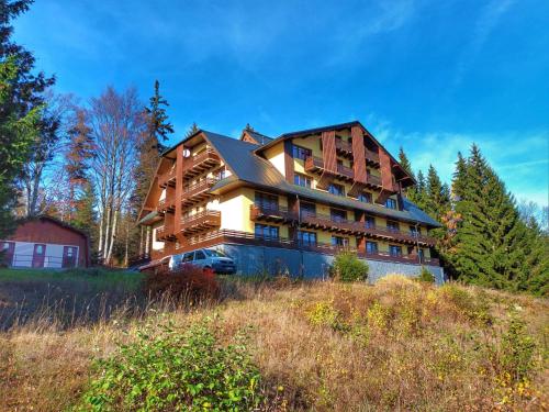 a large house on top of a hill at Apartment Sachrův Kopec-1 by Interhome in Harrachov