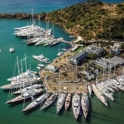 a bunch of boats docked in a harbor at The Moxy in English Harbour Town