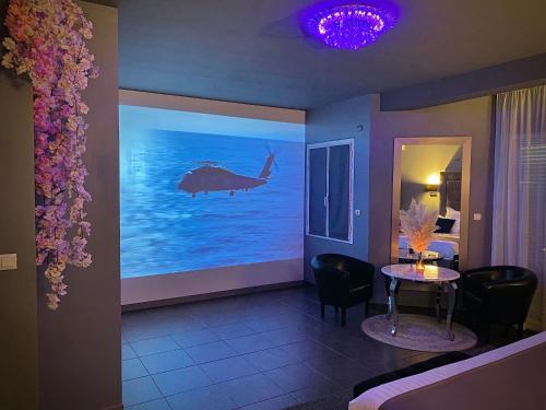 Χώρος καθιστικού στο Suite avec piscine privée