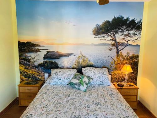 Katil atau katil-katil dalam bilik di Anacasa Villa Canyaes Playa Pau Pi CH401