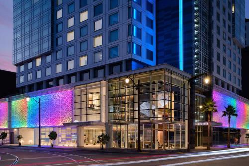 a rendering of a building with colorful lights at LUMA Hotel San Francisco - #1 Hottest New Hotel in the US in San Francisco