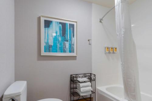 baño con aseo y una foto en la pared en Best Western Plus Novato Oaks Inn, en Novato