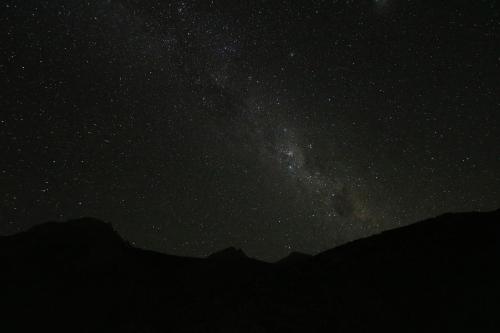 a starry night with the milky way over the mountains at Cabaña El Ingenio in El Ingenio