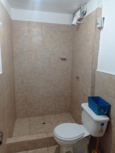 a bathroom with a toilet and a shower at FER'S HOUSE in Lima