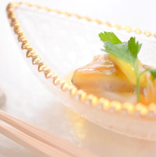 a close up of a dessert in a glass dish at Hakone Gora Byakudan in Hakone