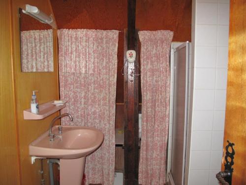 une salle de bain avec un lavabo et une douche dans l'établissement Chalet Authentique Proche Pistes et Randonnées - FR-1-515-55, à Corrençon-en-Vercors