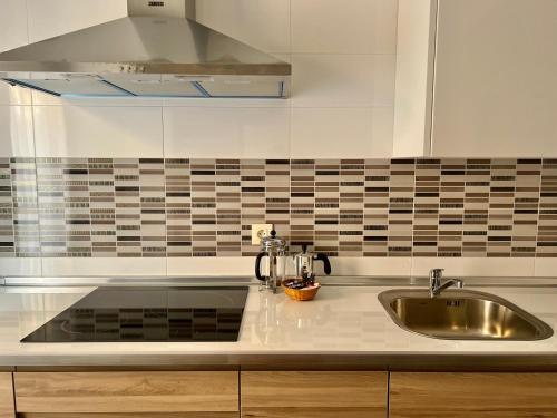 a kitchen with a sink and a counter top at Housing León Pablo Flórez in León