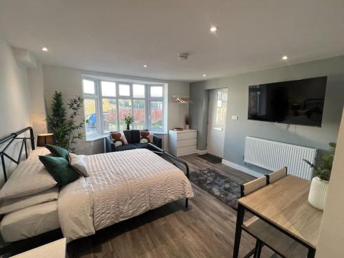 TV a/nebo společenská místnost v ubytování Abbotsbury 1 bed studio opposite UWE free parking